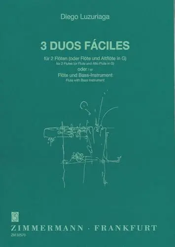 Produktbild: 3 Duos fáciles: 2 Flöten (Flöte und Altflöte in G/Flöte und Bassinstrument).