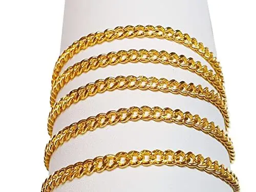 Produktbild: 3 Meter Gliederkette Link Kette, Panzerkette, Metallkette, Rund Ring Kette, 3mm, Schmuckkette Meterware zur Schmuckherstellung von Halsketten Armband (Gold)