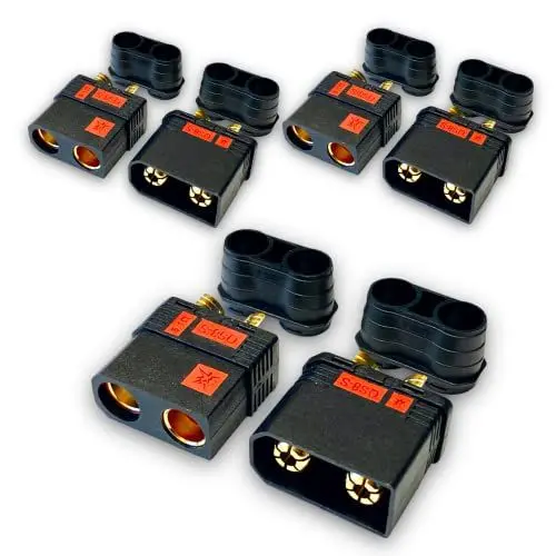 Produktbild: VUNIVERSUM 3 Paar (6 Stück) Original Antiblitz Hochstrom QS8S QS8 8mm EC8 Goldstecker Steckverbinder Verpolsicher Schwarz bis 180A E-Fahrrad E-Roller E-Scooter