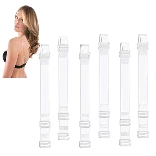 Produktbild: 3 Paar BH Träger Unsichtbare Klare, rutschfeste Transparent Leicht Verstellbar Durchsichtige BH Träger, mit Transparenten Trägern Ersatz für Schulterfrei Oberteile Frauen Trägerlose BHS - 1.2CM