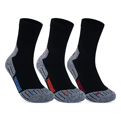 Produktbild: 3 Paar Sportsocken Herren Damen Laufsocken Funktionssocken Wandersocken Stoßabfedernd 16101 WP (Farbmix 43-46)