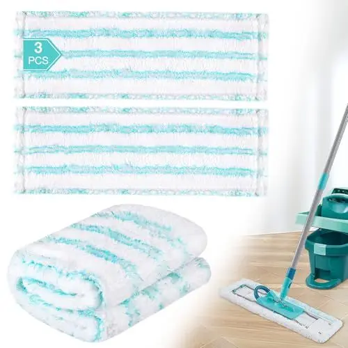 Produktbild: 3 Pack Ersatz-Wischbezüge für Leifheit Profi XL Micro Duo/Profi XL Cotton Plus alle Bodenwischer-Stiele, Flecken schnell entfernen, Effiziente Mikrofaser Ersatzbezug für alle Böden