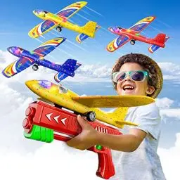 Produktbild: 3 Pack Flugzeug Launcher Spielzeug Flugzeugbausätze, 12,6 Zoll LED Schaum Gleiter Flugzeug Katapult, 2 Flug Modi, fliegen Spielzeug 3 4 5 6 7 8-12 Jahre alt Jungen Mädchen Geburtstag Geschenke(Rot)