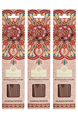 Produktbild: 3 Packungen Räucherstäbchen Sandelholz 120 Stäbchen aus Indien | 3 Schachteln Weihrauch Räucherwerk asiatisch handgefertigt | inklusive 3 runde Räucherstäbchenhalter