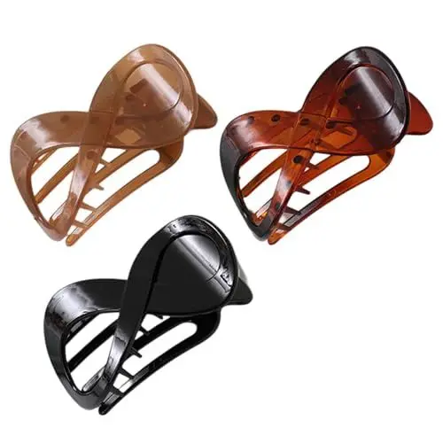 Produktbild: 3 Pcs Haarspangen, Damen Schildpatt Haarklammer, Französische Haarspangen, Damen Dünnes Haar Rutschfest Haarspange, Haarklammer Set, Elegant Haarschmuck Für Damen (Kaffee, Schwarz, Bernstein)