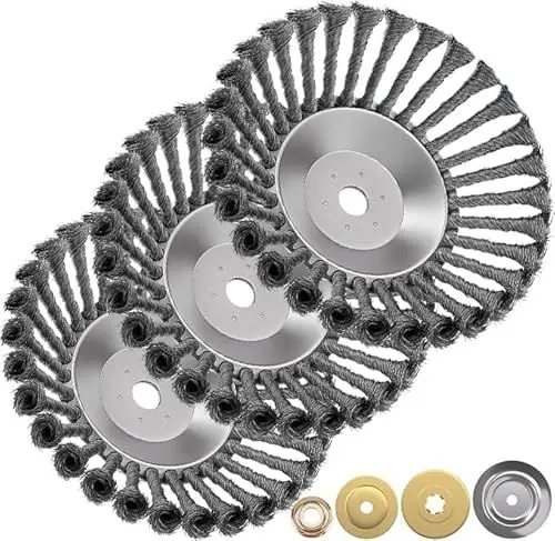 Produktbild: 3 Pcs Unkrautbürste Freischneider, Wildkrautbürste für Motorsense zur Unkrautentfernung, 150x25,4 MM Drahtbürste Freischneider mit Unkrautbürste, Rundbürste Wildkraut Fugenbürste Rasentrimmer Zubehör