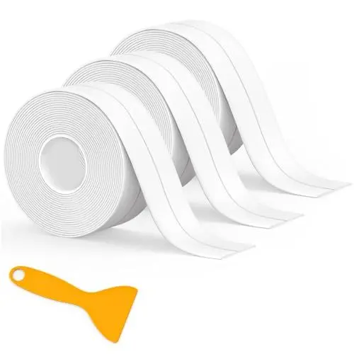 Produktbild: 3 Rollen Dichtungsband Selbstklebend, Fugendichtband, Dichtungsband Selbstklebendes Wasserdichtes Klebeband, Für Küche, Bad, Badewanne (Weiß 38 Mm X 3,2 M)