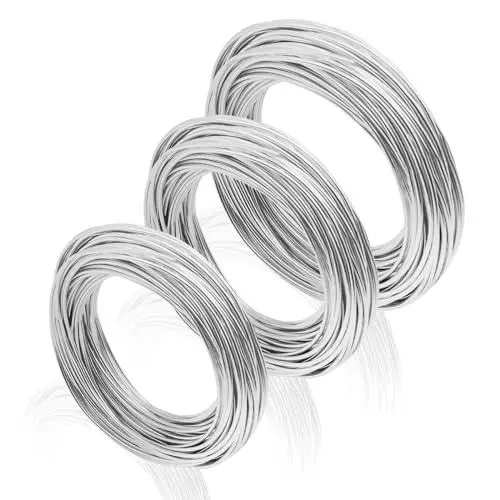 Produktbild: 3 Rollen Silber Basteldraht, 1mm 1.5mm 2mm Draht zum Basteln Schmuckdraht Aluminiumdraht Weicher Silberdraht Metalldraht für Schmuckherstellung DIY Bastelarbeiten (10 m/Rolle)