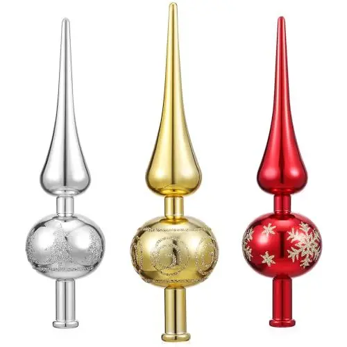 Produktbild: 3 STK Weihnachtsbaum-finials Glitzernde Baumkrone Mini-weihnachtsbaumspitze Feenbaumspitze Baumwipfel-Stern- Glitzernde Baumspitze Mundgeblasenes Baumfinale Plastik IMIKEYA