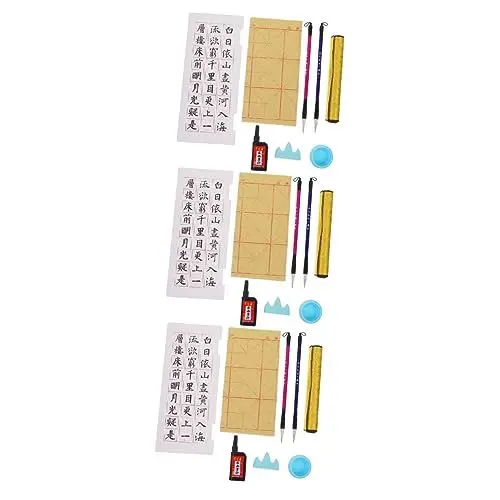 Produktbild: 3 Sets Pinsel Kalligrafie Set Kalligrafie Sets Künstlerbedarf Kalligrafie Kalligrafie Tuch Für Kinder Kalligrafie Sets Für Anfänger Japanischer Künstlerbedarf SEWACC