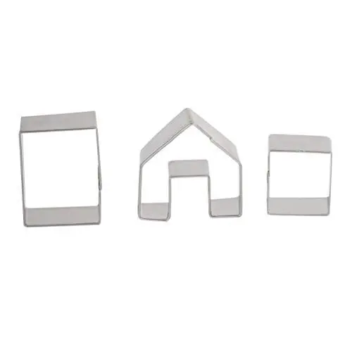 Produktbild: BESTonZON Weihnachten Lebkuchenhaus Ausstecher Set 3 Stück, 3D Edelstahl Mini Weihnachtshaus Ausstecher Kit, Weihnachtshaus Keksform, Weihnachtsferien DIY Backwerkzeuge