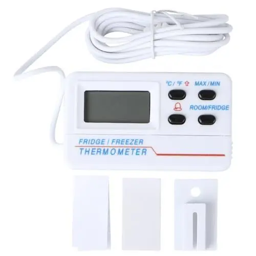 Produktbild: 3 Stk Draussen Digitales Thermometer Außentemperaturanzeige Thermometer Für Kühlschrank Innen- Und Außenthermometer Hoch- Und Tieftemperaturalarm Weiß Gefrierschrank Drinnen