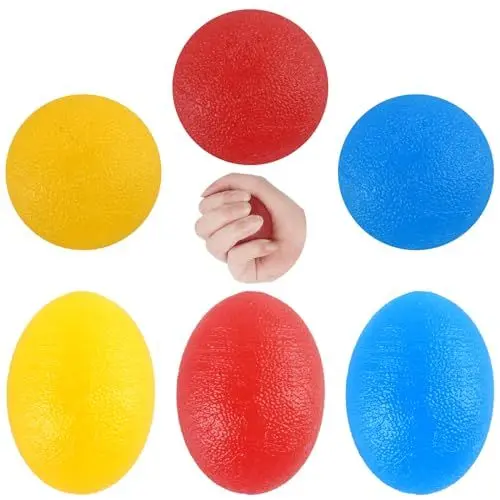 Produktbild: 3 Stk Hand Therapie Bälle mit 3 Stk Eiförmige Griffbälle, Antistressbälle für Erwachsene, Silikon Handtrainer Fingertrainer Ball, Anti Stress Ball für Hand Therapie Übungs, Lindert Stress