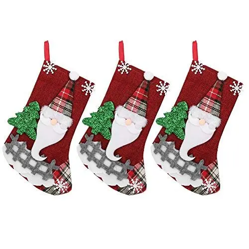 Produktbild: 3 Stück/Set Weihnachtsgeschenktüte, Weihnachtsstrumpf Zum Aufhängen, Weihnachtsbaumschmuck, Mini-Weihnachtsstrümpfe für Familien-Weihnachtsparty-Dekorationen(Alter Mann)