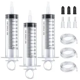 Produktbild: 3 Stück 100ml Spritze Große Spritzen mit Schlauch für Wissenschaftslabore Ohne Nadel für Nachfüllen und Messen Öl Klebstoffapplikator von Flüssigkeiten Füttern von Haustieren wissenschaftliche Labors