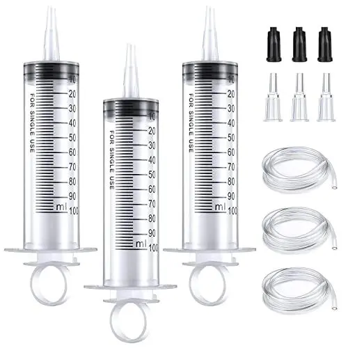 Produktbild: 3 Stück 100ml Spritze Große Spritzen mit Schlauch für Wissenschaftslabore Ohne Nadel für Nachfüllen und Messen Öl Klebstoffapplikator von Flüssigkeiten Füttern von Haustieren wissenschaftliche Labors