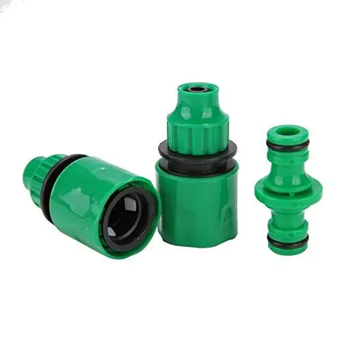 Produktbild: 3 Stück 3/8''-Gartenhahnanschluss, Schnellverbinder für Gartenschläuche aus Kunststoff, Schlauchanschluss-Set (2 Schnellverbinder, 1 Doppelstecker) für Gartenbewässerung Balkonbewässerung Autowäsche