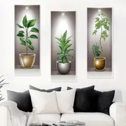 Produktbild: 3 Stück 3D Wandtattoo Wohnzimmer Wandsticker Grüne Pflanzen Wandtattoo Küche Selbstklebend Geeignet zum Dekorieren von Wohnzimmern Büros Hotels und Zum Abdecken Beschädigter Wände (20 x 40 cm) B