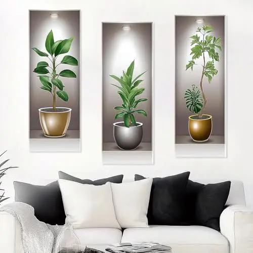 Produktbild: 3 Stück 3D Wandtattoo Wohnzimmer Wandsticker Grüne Pflanzen Wandtattoo Küche Selbstklebend Geeignet zum Dekorieren von Wohnzimmern Büros Hotels und Zum Abdecken Beschädigter Wände (20 x 40 cm) B