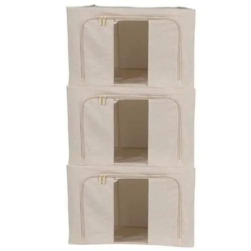 Produktbild: 2 Stück 66L Faltbare Kleideraufbewahrung Box mit Reißverschlüss, Faltbare unterbett Kleiderschrank ，Stabile Aufbewahrungs Boxen für Kleidung Stapelbare Kleiderboxen Aufbewahrung Boxen (2)