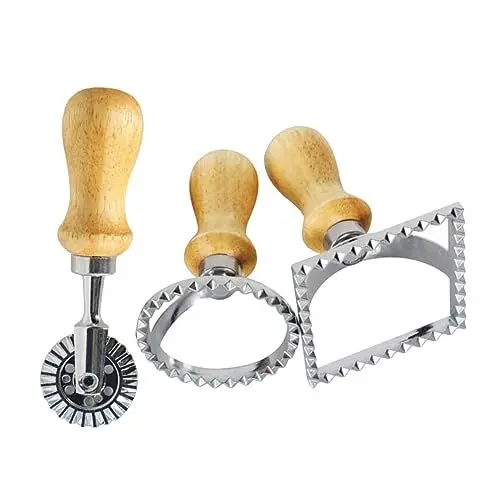 Produktbild: Amosfun Ravioli Maker Set Pasta Herstellung Werkzeuge Zink Legierung Material Holzgriff