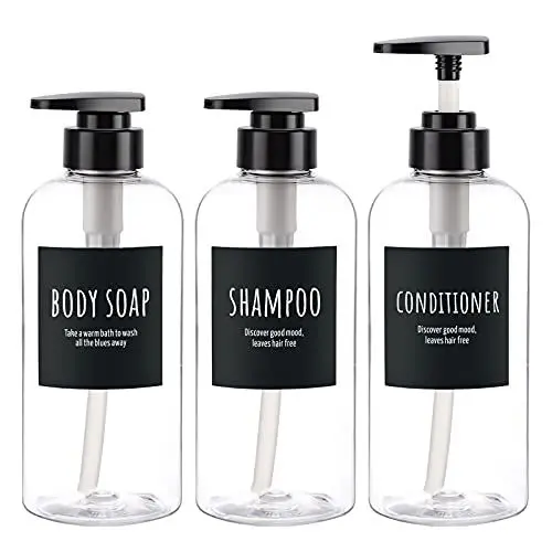 Produktbild: 3 Stück Badezimmer-Spenderflaschen, Segbeauty 500 ml Spenderflasche, 16,9 oz nachfüllbare Pumpflaschen für flüssige Körperseife, klare Shampoo-Conditioner-Duschgel-Lotion