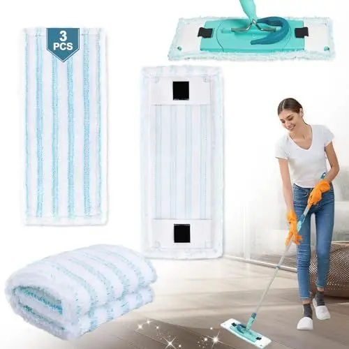 Produktbild: 3 Stück Ersatzmopptuch für Leifheit Wischbezug, Mopp für Leifheit Clean Twist M Ergo Micro Duo Bodenwischer-Stiele für Alle Böden, Wischbezüge Ersatz Kompatibel für Leifheit Wischbezug, Mikrofaser