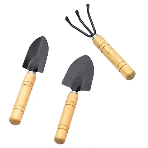 Produktbild: 3 Stück Gartenwerkzeug Set 3-teiliges Schaufel Rechen Pflanzkelle Set mit Mini Gartenwerkzeugen für Bonsai Pflanze Gemüse Anbauen Topfblumen