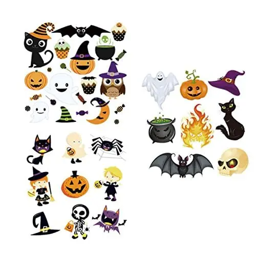 Produktbild: 3 Stück Halloween Hitze Halloween Bügelbilder Halloween Bügelbilder Fledermaus Spinne Kürbis Applikationen Transfer Aufkleber Kürbis