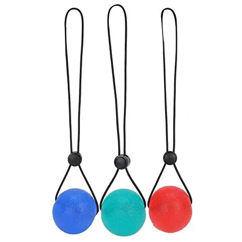 Produktbild: 3 Stück Handtherapiebälle, Silikongriffball, Handtrainingsgerät zur Druckentlastung, lindert Gelenkschmerzen mit Nabelschnur-Anti-Stress-Bällen(Rot 25 + Blau 30 + Grün 35 / Grad)