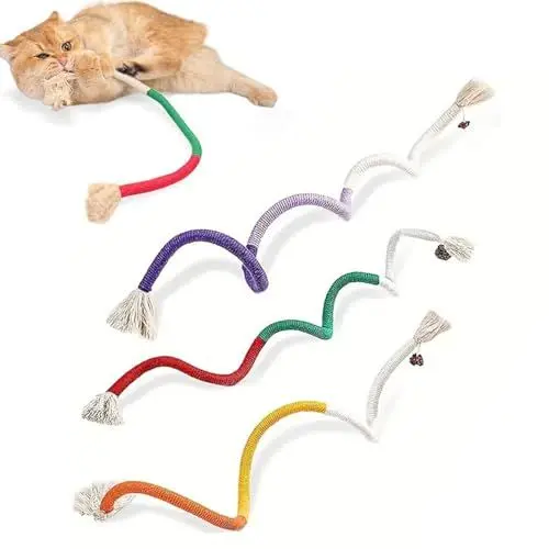 Produktbild: 3 Stück Katzenminze Spielzeug, Interaktives Katzenspielzeug, Katzen Zahnpflege, 70 cm Katzenminze Stick, katzenminze Beißseil, Gefüllt mit natürlicher Katzenminze Spielzeug für Katze,Stressabbau