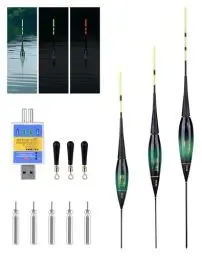 Produktbild: 3 Stück LED Posen Angeln mit Bissanzeiger Posen Angeln Smart Mit Gravity Sensing und Metall Basis, LED Angelposen Angel Zubehör Fisching am See Teich oder Fluss für Tagsüber und Nachts