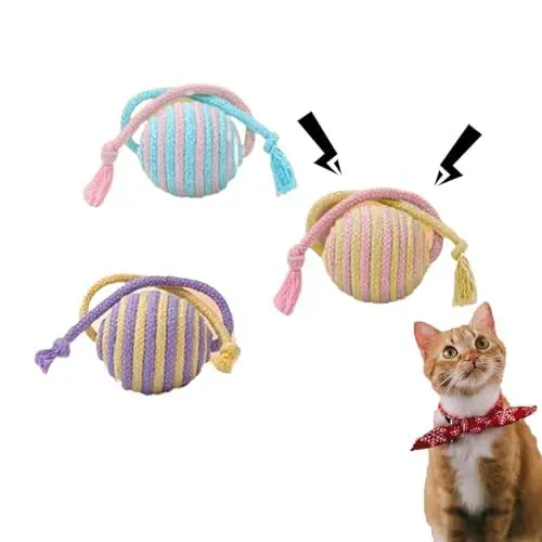 Produktbild: 3 Stück Lustiger Katzenball, Farbiger Katzenball, Katzen Spielsachen, Interaktives Katzenspielzeug, Haustier Kratzball, Geeignet Für Katzen Zum Spielen, Kauen Und Kratzen, Biss-Und Verschleißfest