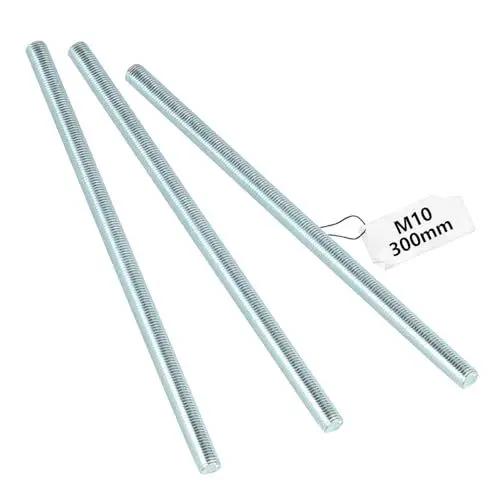 Produktbild: 3 Stück M10 Gewindestange M10 x 300mm, Gewindestangen Festigkeitsklasse 4.8 Metrisch Gewindestift aus verzinkter Stahl, Gewindestab mit Regelgewinde, Gewindebolzen Gewindestäbe Metallstange