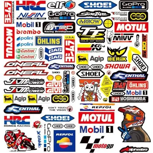 Produktbild: AhLmA 3 Stück Motorrad Sticker Set Tuning Aufkleber Skateboard Stickersracing Moto Motocross Stickers Kit geeignet für Motorrad Skateboard Auto Rollerhelm und Motocross Aufkleber Sticker（Typ D）