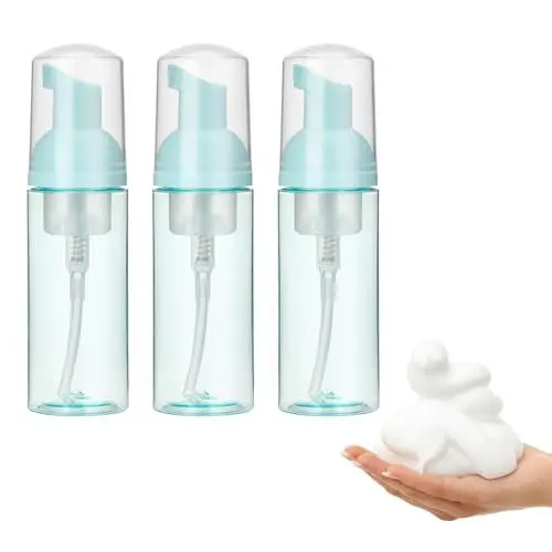 Produktbild: 3 Stück Reisegröße klar Leere Flasche Schaumspender 50 ml Schaumflasche Schaumseifenspender Schaum Pumpe Flasche, Nachfüllbarer Tragbare Spenderflasche Schaum Seifenspender Schaumspender(Grün)