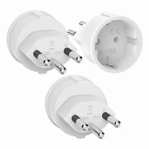 Produktbild: 3 Stück Schweiz Reiseadapter, Adapter Steckdose Schweiz Deutschland, EU auf Schweizer Steckdosenadapter, Steckdosenadapter Schweizer,Typ J Schweizer Reisestecker für Malediven, Ruanda, Liechtenstein