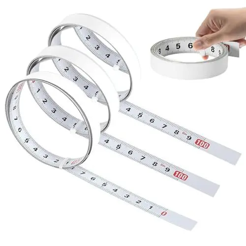 Produktbild: 3 Stück Selbstklebendes Maßband, Skalenbandmaß 1m, Metrisches Kohlenstoffstahl, Weiß Lackiert für Vermessung Aufkleben (2x Links Nach Rechts, 1x Rechts Nach Links)