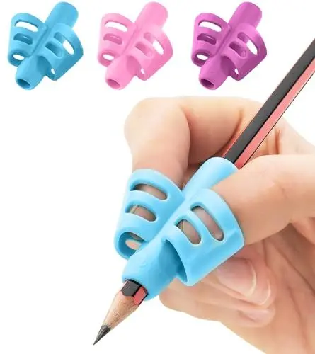 Produktbild: 3 Stück Stiftehalter Kinder - Stiftehalter Lernhilfe Griff Schreiben Lernstift Bleistift Griffe Kinder Stifthalter Stifthalter Schreibhilfe Griff Haltung Kind (Lila, Blau, Rosa)