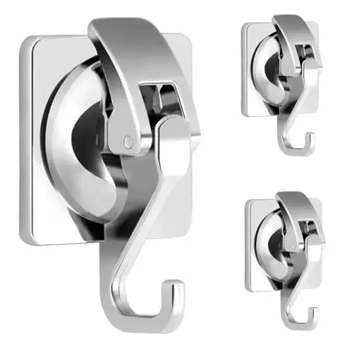 Produktbild: 3 Stück Vakuum Saugnapf Haken für Küche Bad Dusche Badezimmer Saughaken Extra Stark Saugnäpfe Haken Handtuchhaken Silber Saugnapfhaken Ohne Bohren Wandhaken für Handtuch Fenster Glas Fliesen Wand Tür