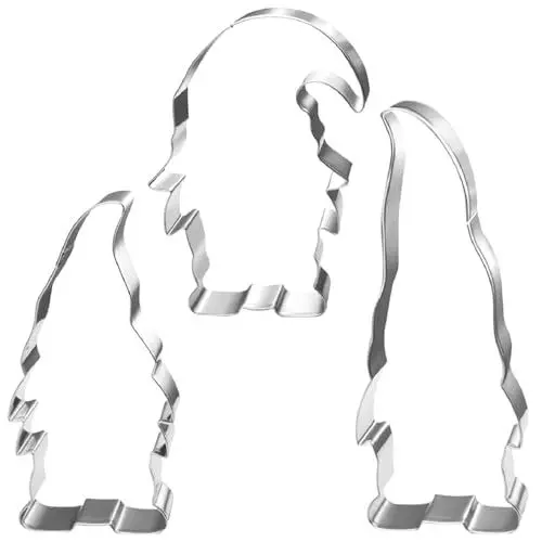 Produktbild: 3 Stück Zwerg Ausstechformen Edelstahl Groß Weihnachten Wichtel Weihnachtsmann Ausstecher Set Plätzchen Fondant Form Keksausstecher