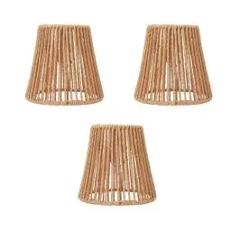 Produktbild: 3 Stück gewebte kleine Lampenschirme, hohe Lichtdurchlässigkeit, Boho-Lampenschirm, Kronleuchterschirme, Rattan-Lampen-Kronleuchter-Lichtabdeckungen, Deckenlampenschirm für