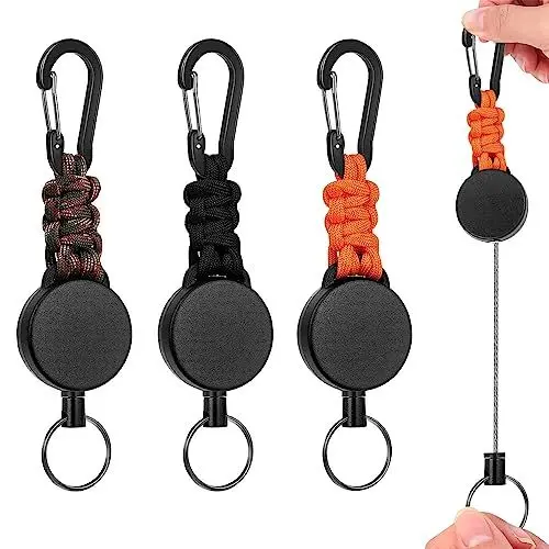 Produktbild: 3 Stücke, Schlüsselanhänger Ausziehbar, Schlüsselband Ausziehbar, Mit 60cm Ausziehbar Stahlseil, Ausweishalter Schlüsselbänder, Mit Karabiner, Für Tasten, Ausweis Schlüssel, Card Holder, Hose, Gürtel