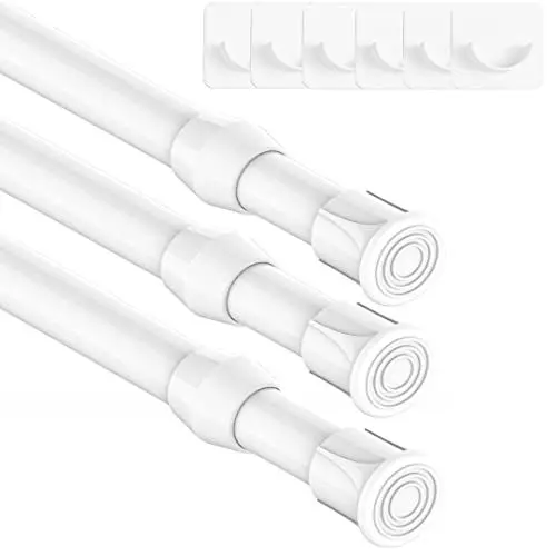 Produktbild: 3 Stücks Teleskopstange zum Klemmen, Klemmstange für Gardinen, Spannstange ohne Bohren, Ausziehbar Vorhangstange für Schrank Küche Schrank - Weiß,51-80CM(Durchmesser 13mm)