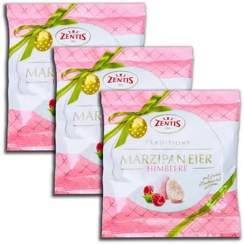 Produktbild: 3 er Pack Zentis Marzipan-Eier Himbeere 3 x 125g Ostereier