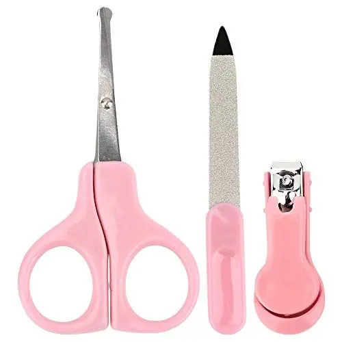 Produktbild: 3 in 1 Baby Nagelknipser Baby Pflegeset Baby Maniküre Set mit Nagelschere Nagelknipser und Nagelfeile für Neugeborene Kleinkind Zehen Fingernägel Pflege Set(rosa)