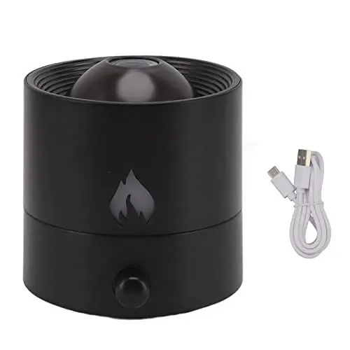 Produktbild: 3 in 1 Essentail Oil Diffuser, 180ml Aroma Diffuser Luftbefeuchter, Poetable Flame Diffuser mit Simulation Flame Lamp, Desktop USB Powered Aroma Diffuser für Schlafzimmer, Büro, Autos(Schwarz)
