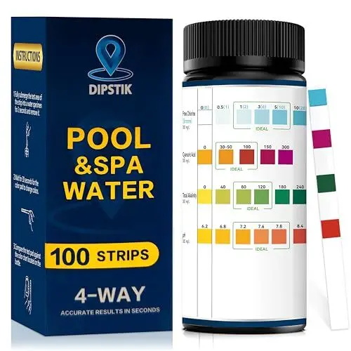 Produktbild: 3 in 1 Pool Teststreifen für Spa,100 Stück Teststreifen Pool Tester, Wassertest-Set, Genauer Chemischer Tester für Feststreifen Pool pH und Chlor, Brom,Alkalinität,Pool Zubehör