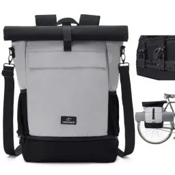 Produktbild: 3 in 1 Urban Fahrradtasche Rucksack für Gepäckträger Damen & Herren, Fahrrad Tasche Rucksack & Gepäckträgertasche Wasserabweisend Fahrradtasche Rucksack mit Schuhfach Laptopfach Schwarz Grau