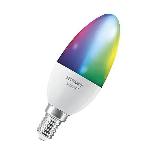 Produktbild: LEDVANCE Smarte LED-Lampe mit WiFi Technologie, Sockel E14, Dimmbar, Lichtfarbe änderbar (2700-6500K), RGB Farben änderbar, ersetzt Glühlampen mit 40 W, SMART+ WiFi Candle Multicolour, 3er-Pack